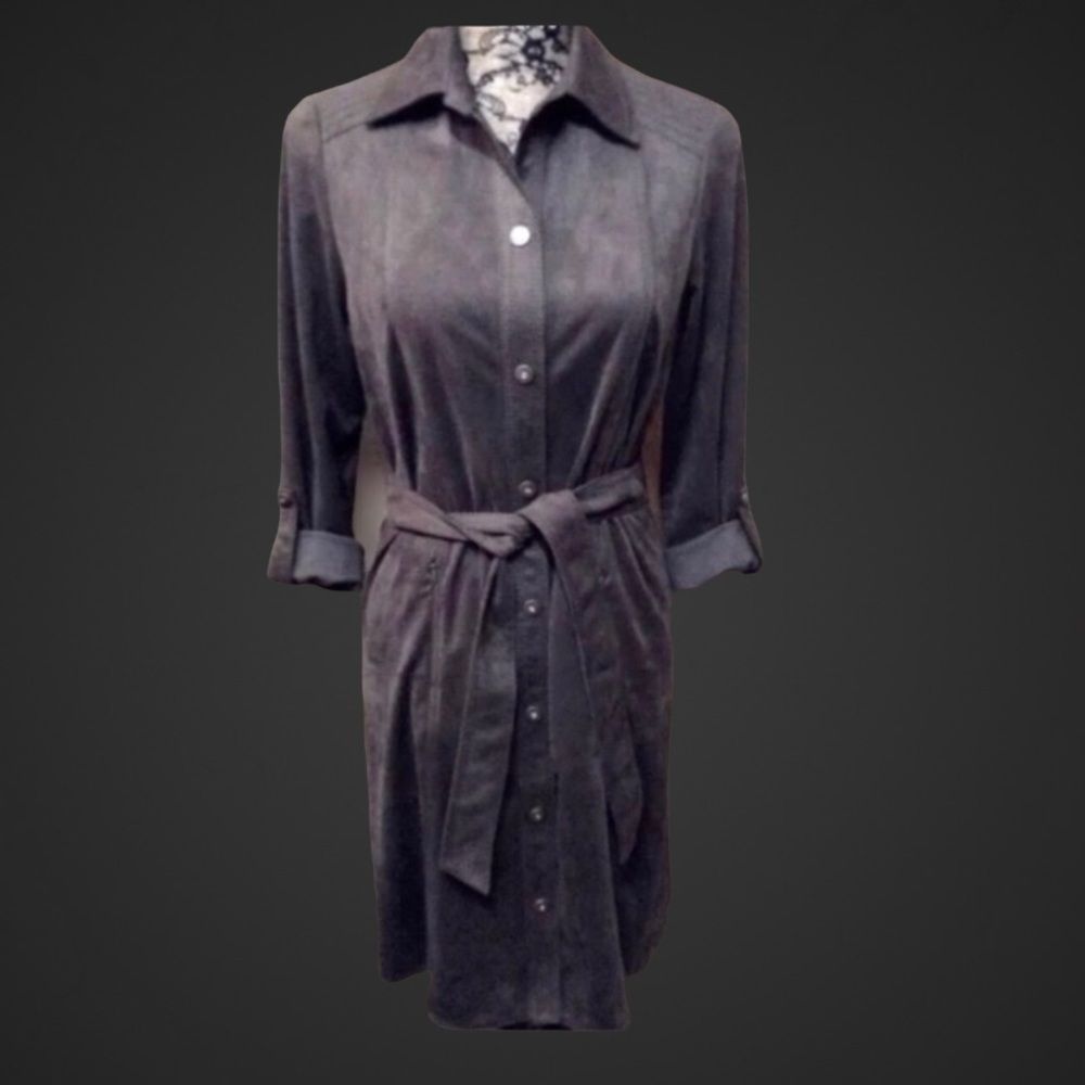 Renaur Montreal Faux Suede Snap Trench Dress